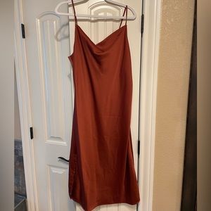 Satin dress in rust